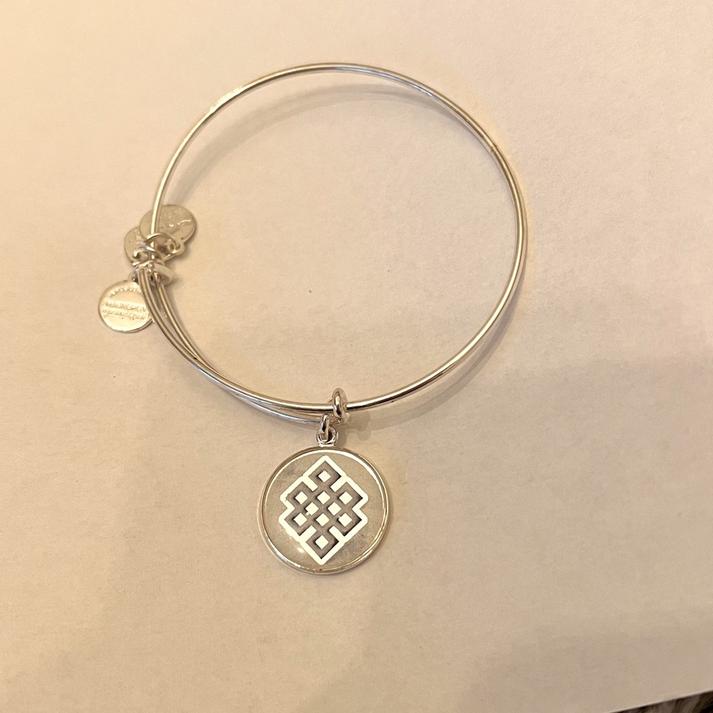 Alex and Ani Endless Knot silver bangle bracelet